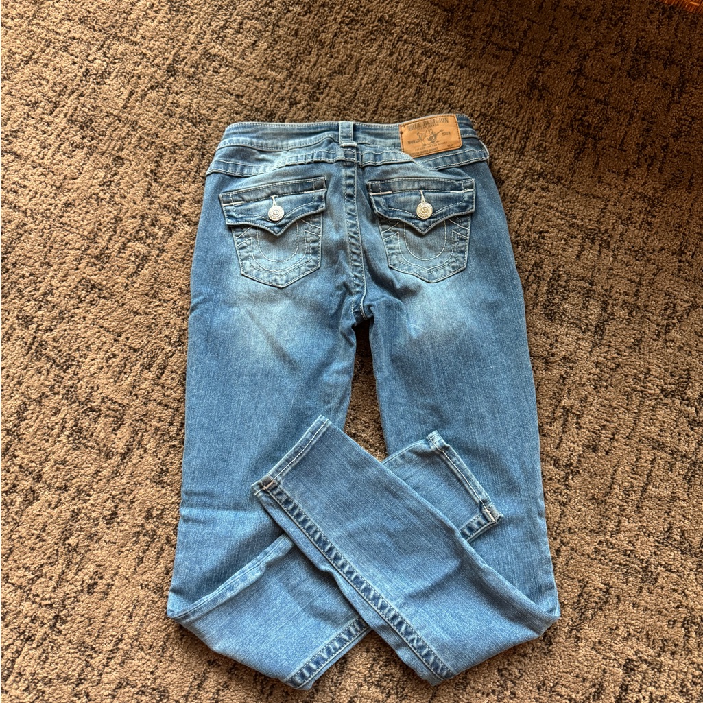 True Religion Vintage Super Skinny Low Rise Jean With Flap Pocket
